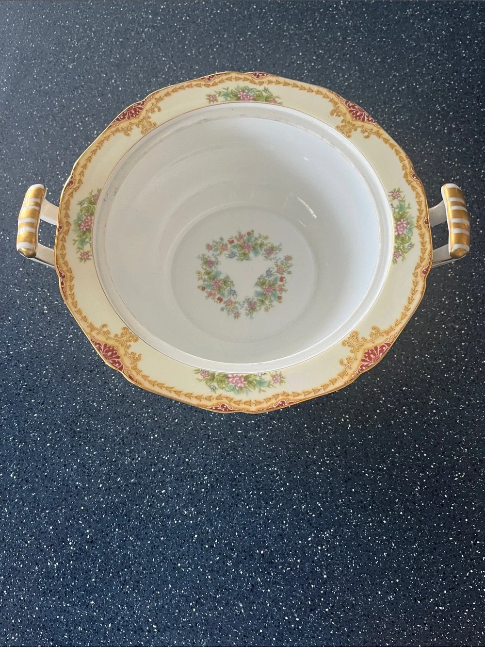 Vtg Noritake -  Floral Gold-Trim Porcelain Covered Serving Dish/Soup Tureen